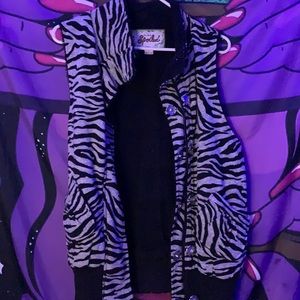 fuzzy zebra print vest